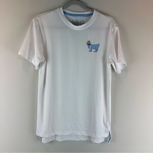 Goat USA Men’s White Blue Graphic Short Sleeve Tee Shirt Size Small